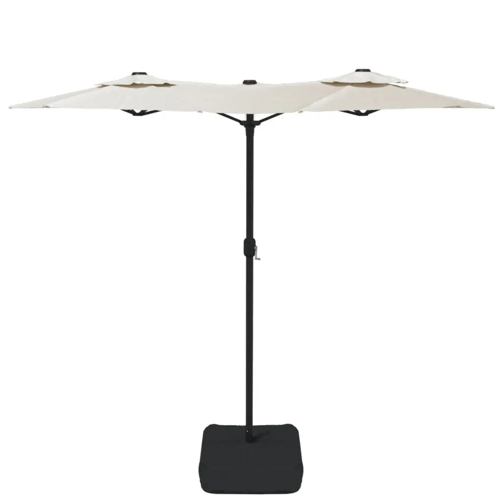 Double-Head Garden Parasol with LED Lights Polyester 316x145cm White