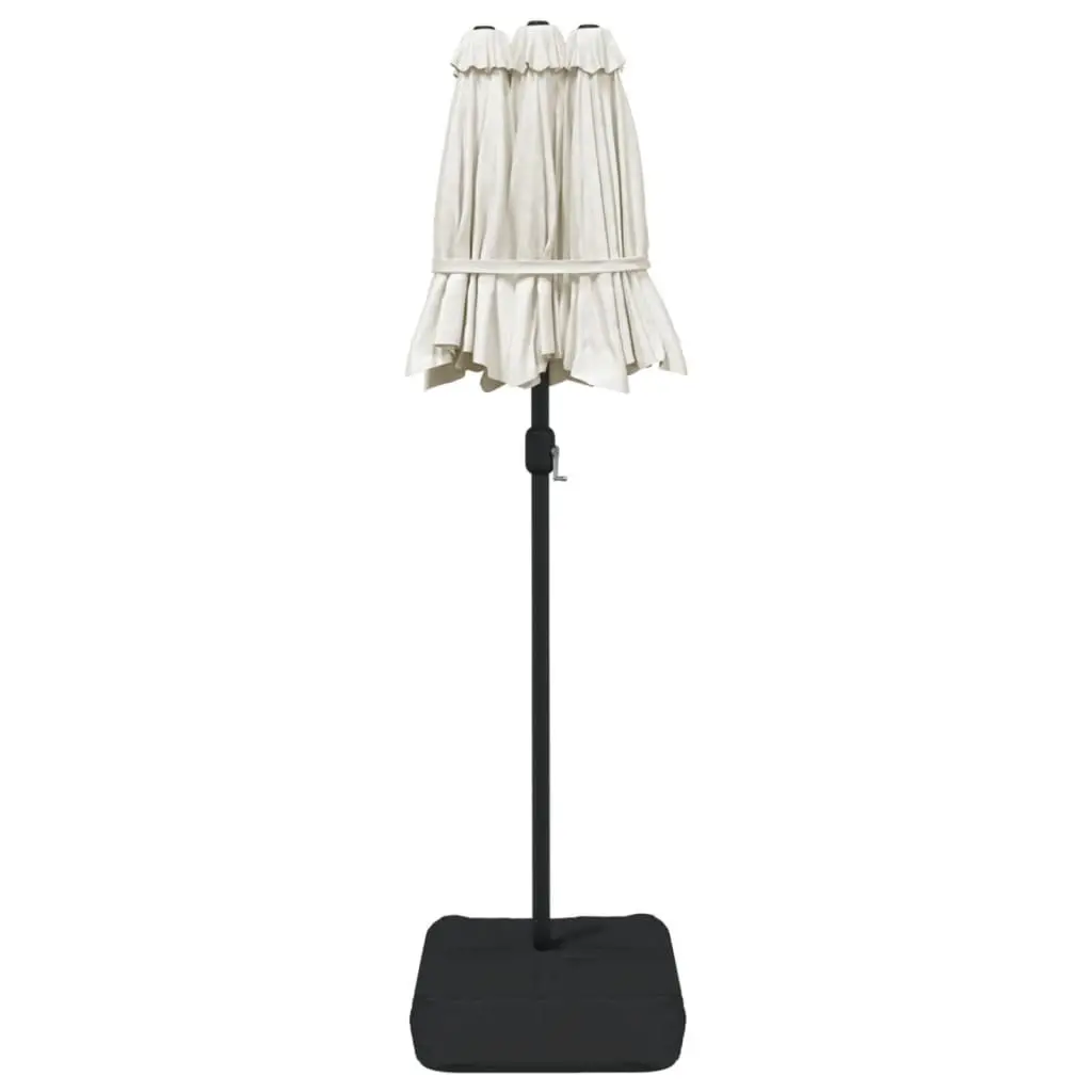 Double-Head Garden Parasol with LED Lights Polyester 316x145cm White