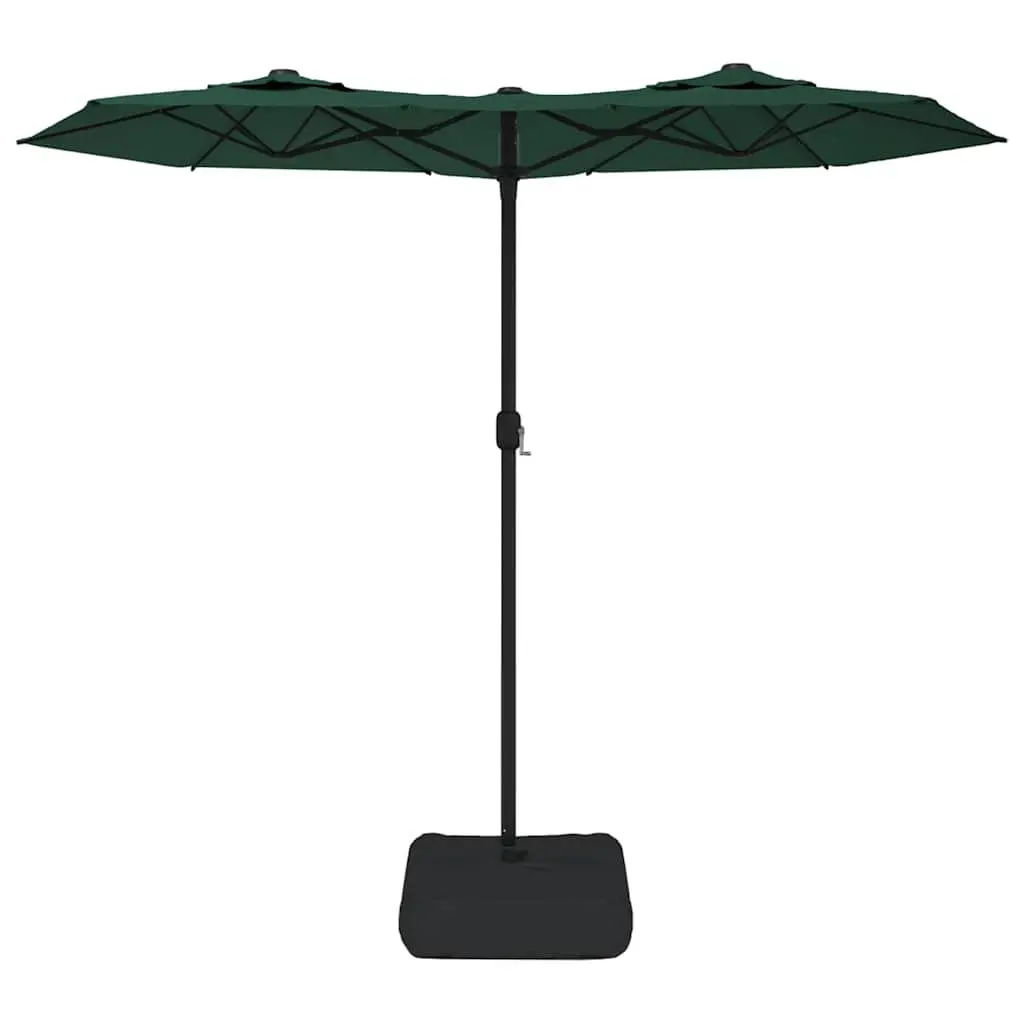 Double-Head Garden Parasol UV Protective Polyester Green 316x145cm with Integrated LED Lights Outdoor Sunshade