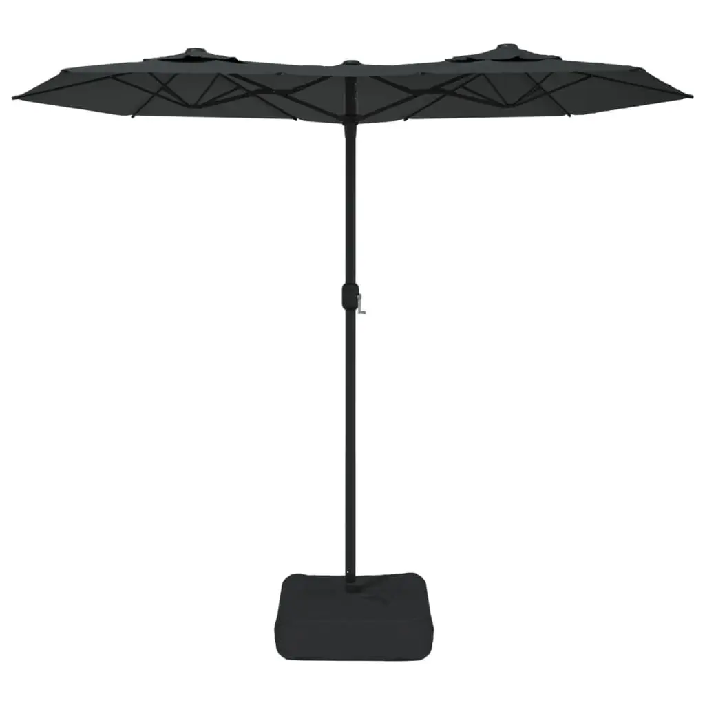 Double-Head Garden Parasol Anthracite 316x145cm Polyester with Crank Mechanism and LED Lights for Outdoor Sunshade
