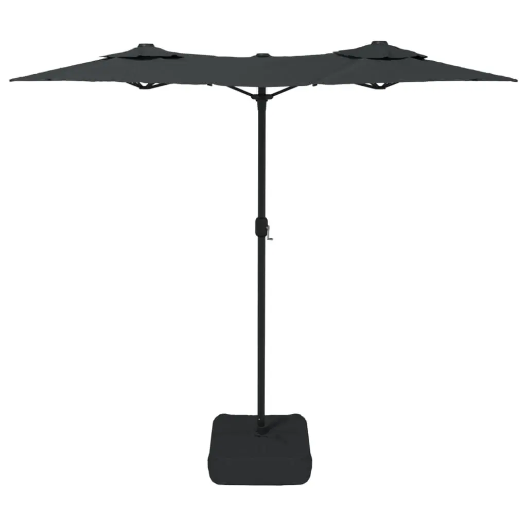 Double-Head Garden Parasol Anthracite 316x145cm Polyester with Crank Mechanism and LED Lights for Outdoor Sunshade