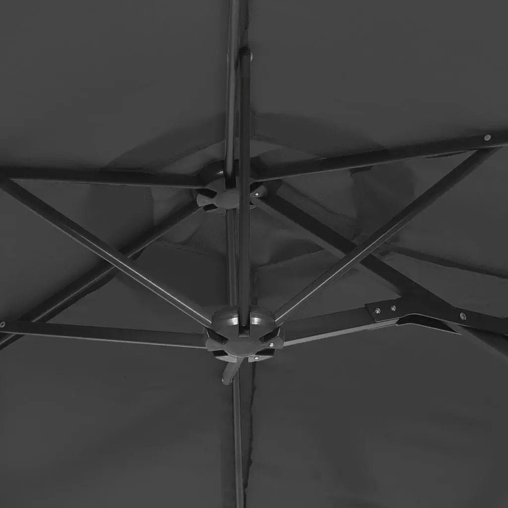 Double-Head Garden Parasol Anthracite 316x145cm Polyester with Crank Mechanism and LED Lights for Outdoor Sunshade
