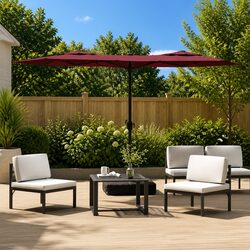 Practical Double-Head LED Parasol for Outdoor Use
