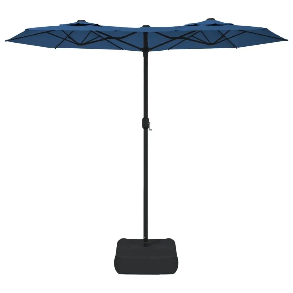 Double-Head Garden Parasol UV-Protective Polyester 316 x 145 cm Azure Blue Outdoor Shade Umbrella with LED Lights