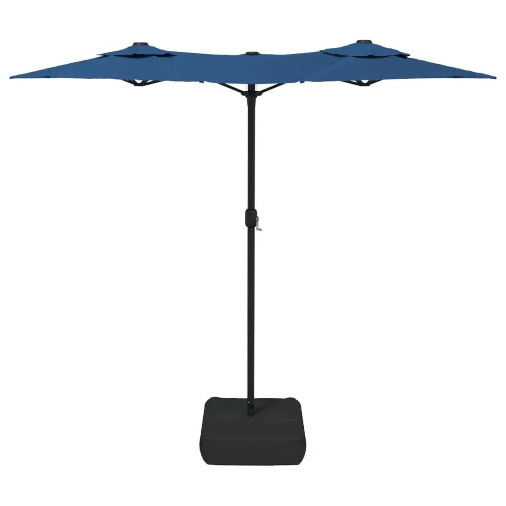 Double-Head Garden Parasol UV-Protective Polyester 316 x 145 cm Azure Blue Outdoor Shade Umbrella with LED Lights