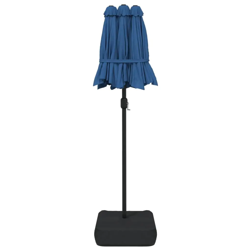 Double-Head Garden Parasol UV-Protective Polyester 316 x 145 cm Azure Blue Outdoor Shade Umbrella with LED Lights