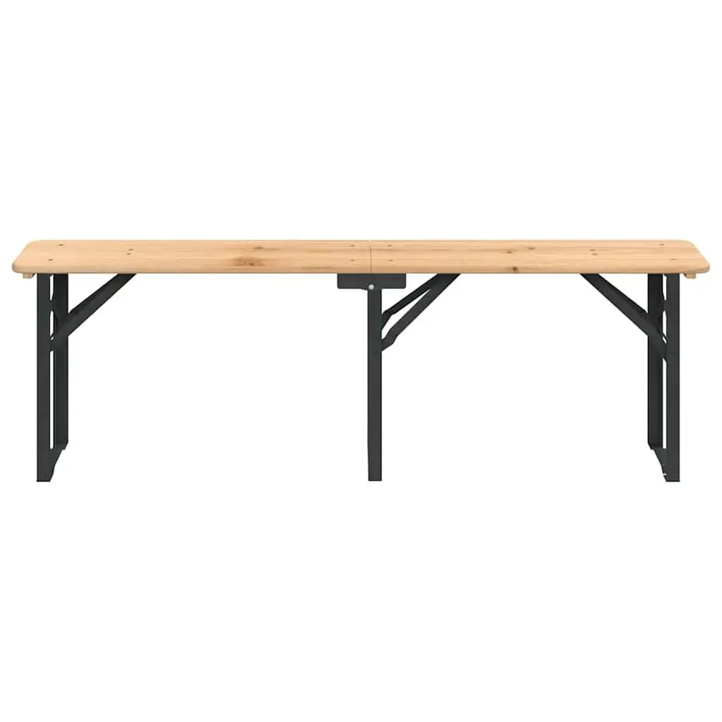 3 Piece Folding Beer Table Set Solid Fir Wood Brown