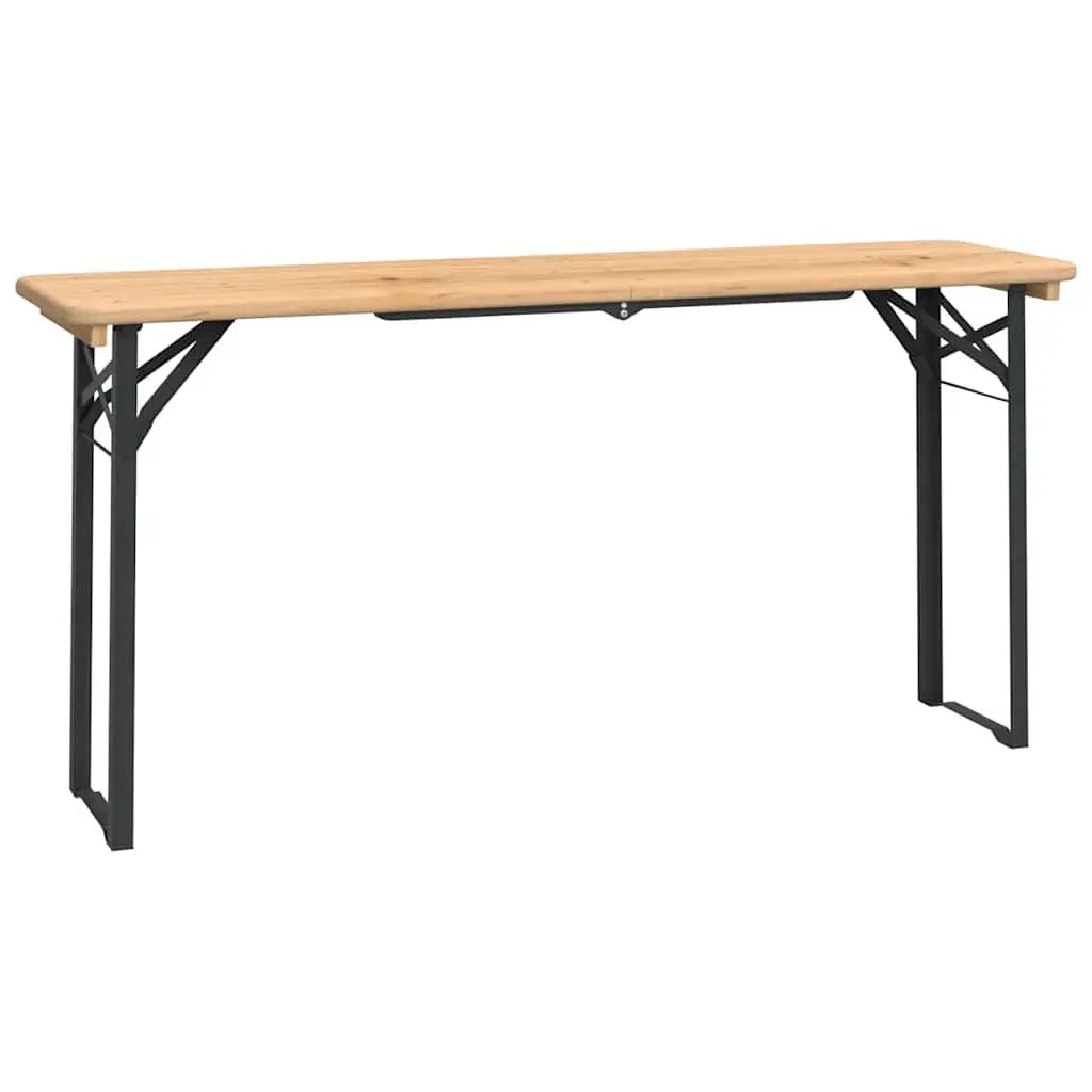 3 Piece Folding Beer Table Set Solid Fir Wood Brown