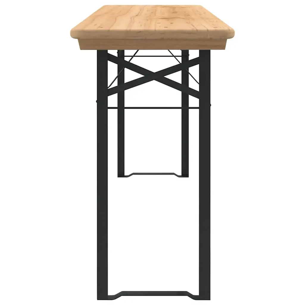 3 Piece Folding Beer Table Set Solid Fir Wood Brown
