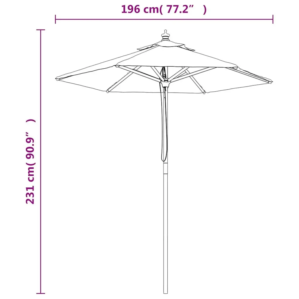 Garden Parasol Outdoor Sunshade Umbrella Hardwood Pole White 196x231cm