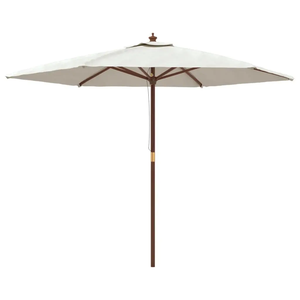Garden Parasol Polyester Canopy 299x240 cm White Hardwood Pole
