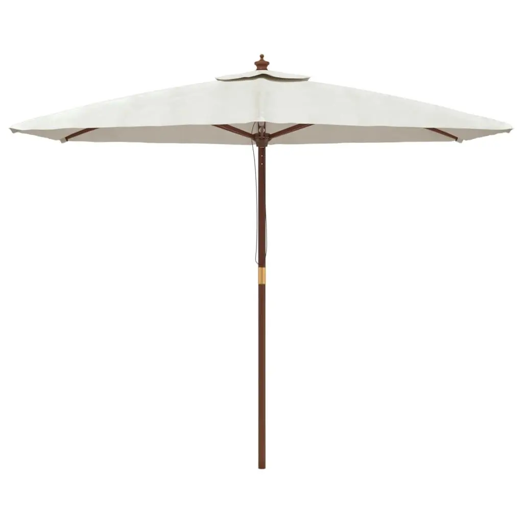 Garden Parasol Polyester Canopy 299x240 cm White Hardwood Pole
