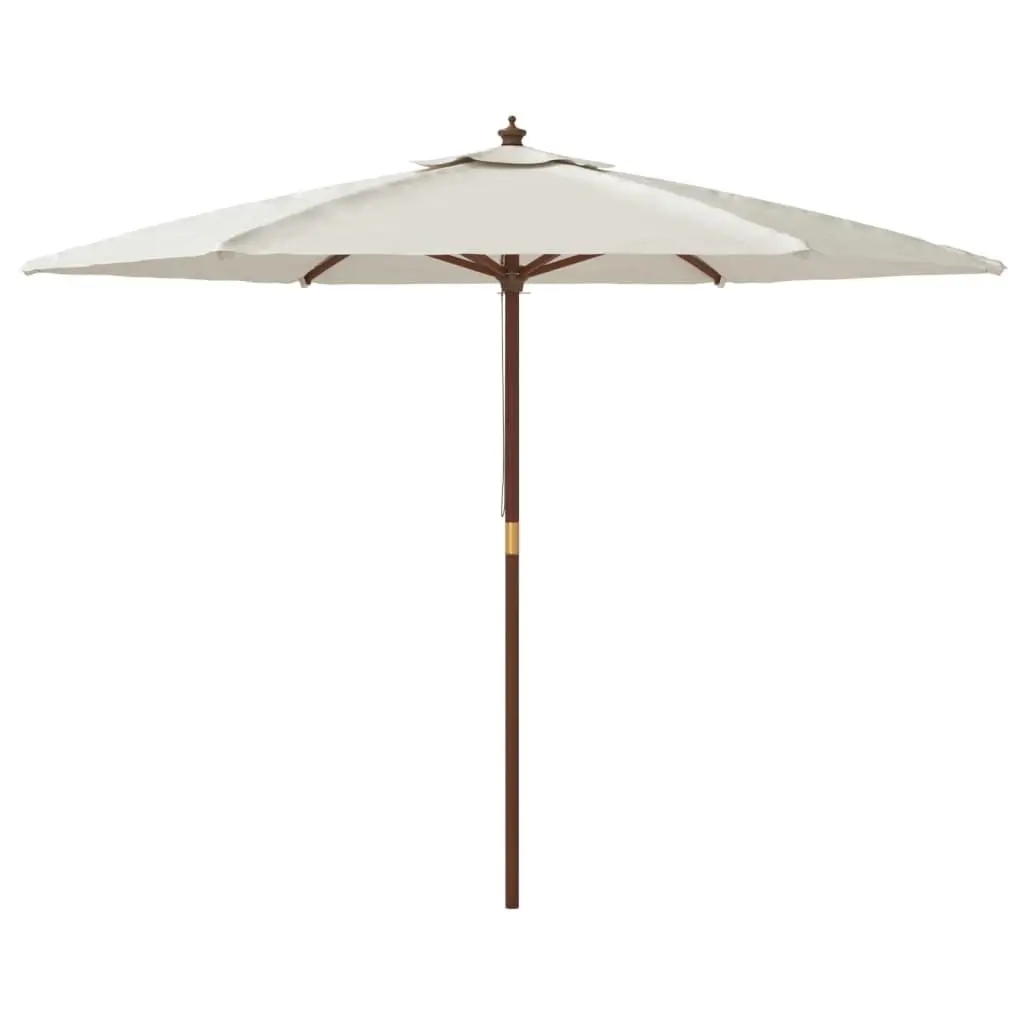 Garden Parasol Polyester Canopy 299x240 cm White Hardwood Pole