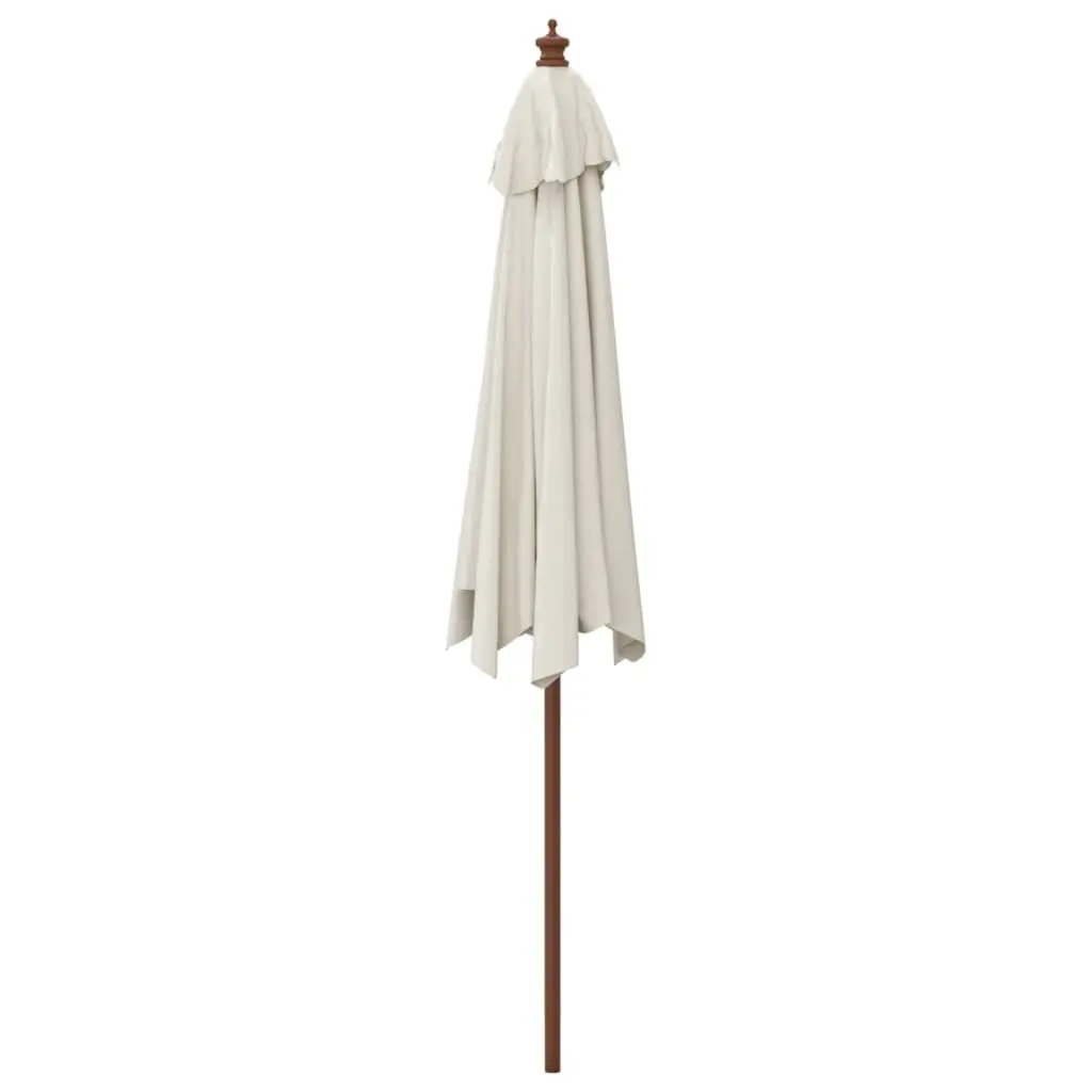 Garden Parasol Polyester Canopy 299x240 cm White Hardwood Pole