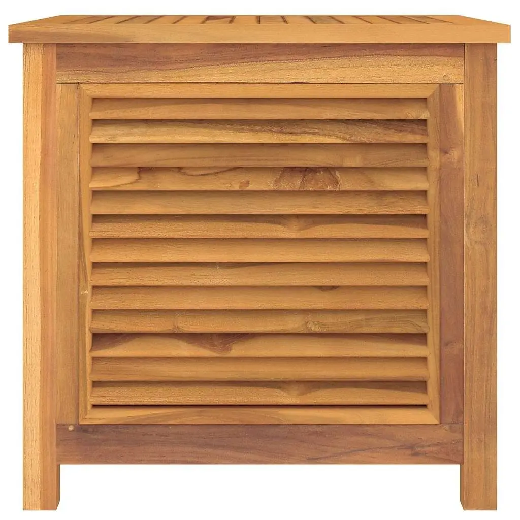 Garden Storage Box Solid Teak Wood 60x50x58cm Outdoor Bench Chest Louvres Design