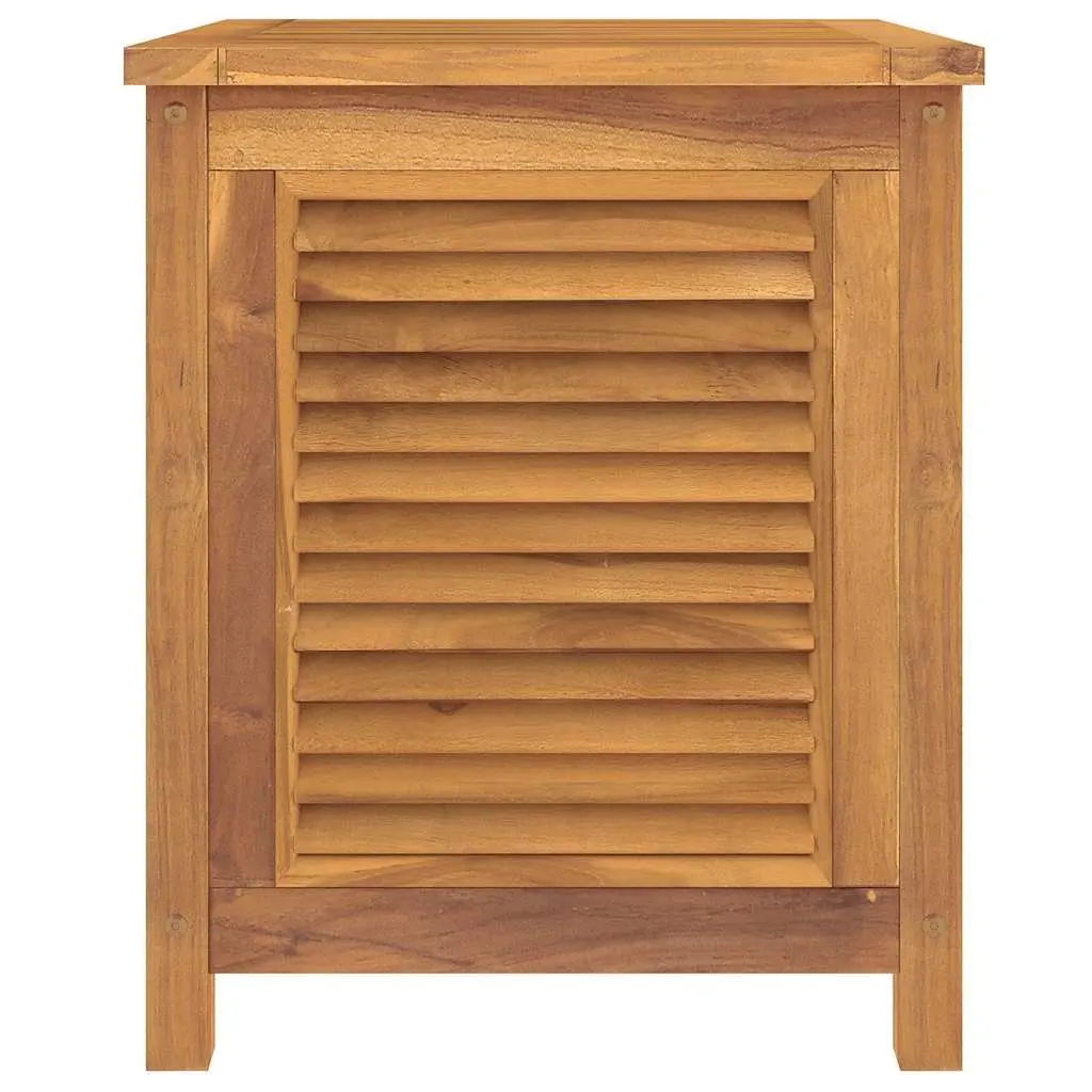 Garden Storage Box Solid Teak Wood 60x50x58cm Outdoor Bench Chest Louvres Design