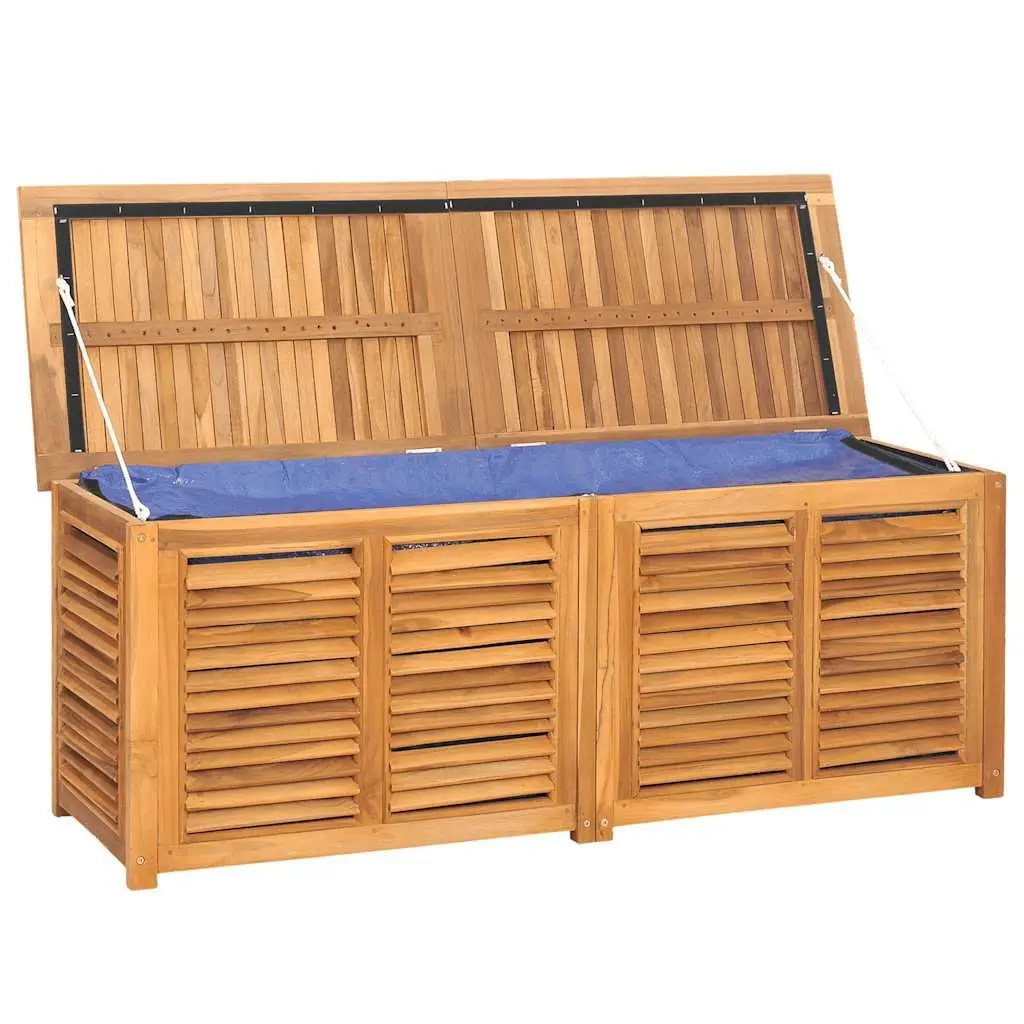Garden Storage Box Solid Teak Wood 150x50x55cm Brown Outdoor Furniture with Louvres