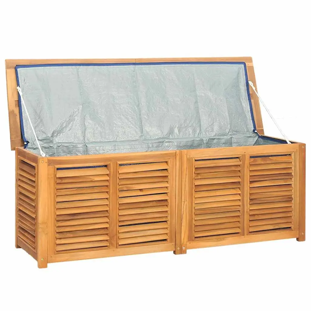 Garden Storage Box Solid Teak Wood 150x50x55cm Brown Outdoor Furniture with Louvres