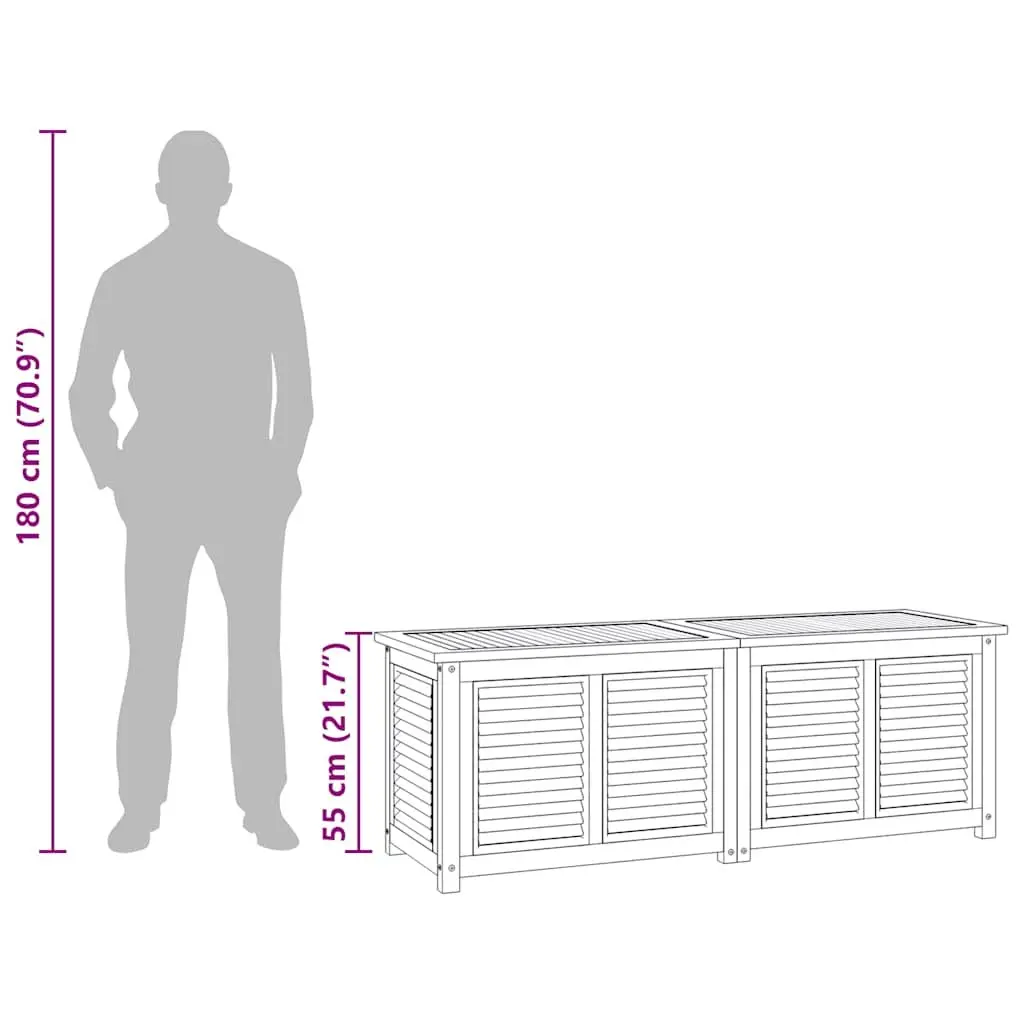 Garden Storage Box Solid Teak Wood 150x50x55cm Brown Outdoor Furniture with Louvres