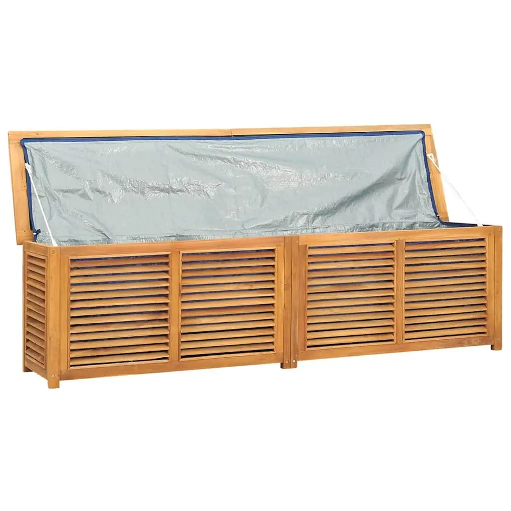 Garden Storage Box Solid Teak Wood Outdoor Indoor Bench Chest Louvres Design