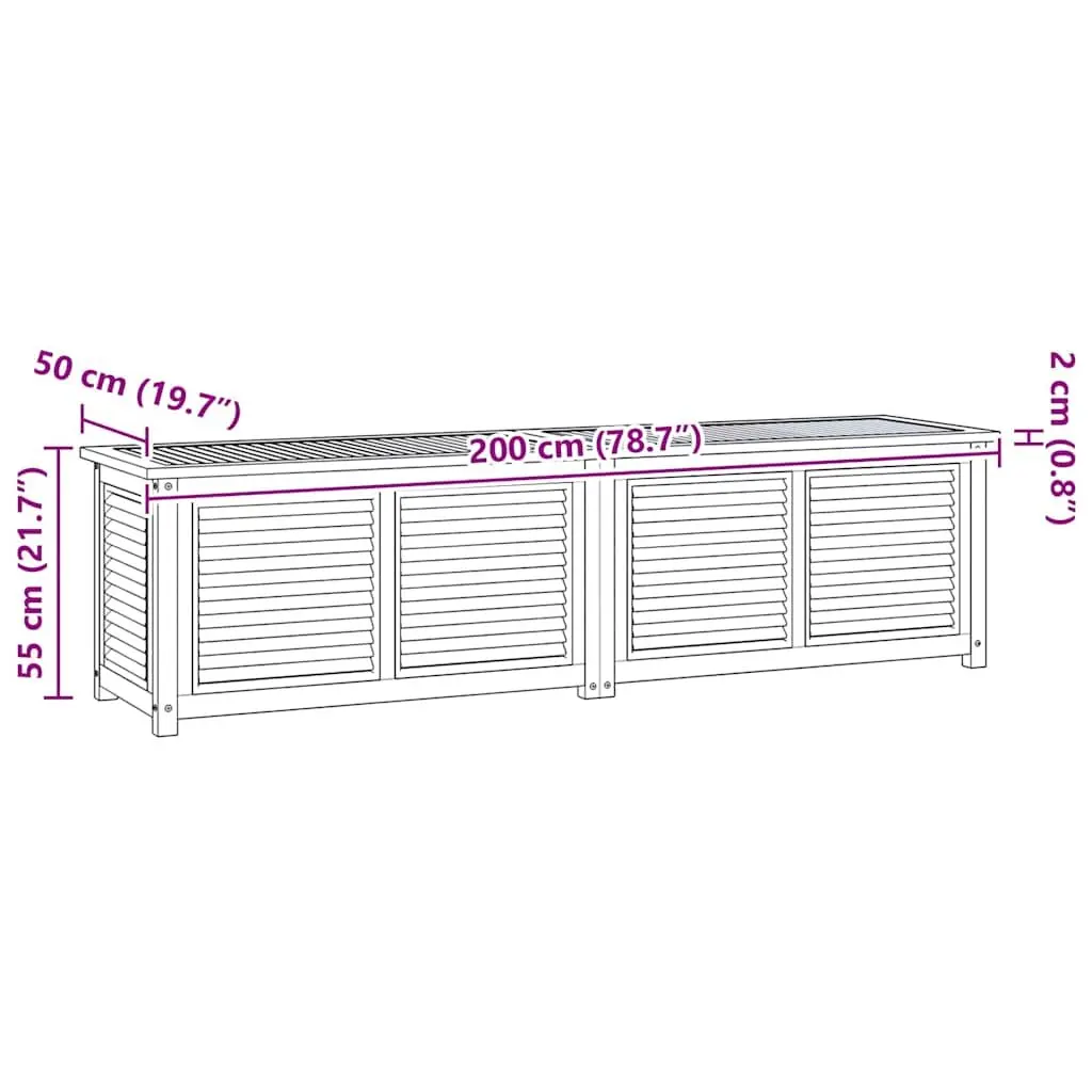 Garden Storage Box Solid Teak Wood Outdoor Indoor Bench Chest Louvres Design