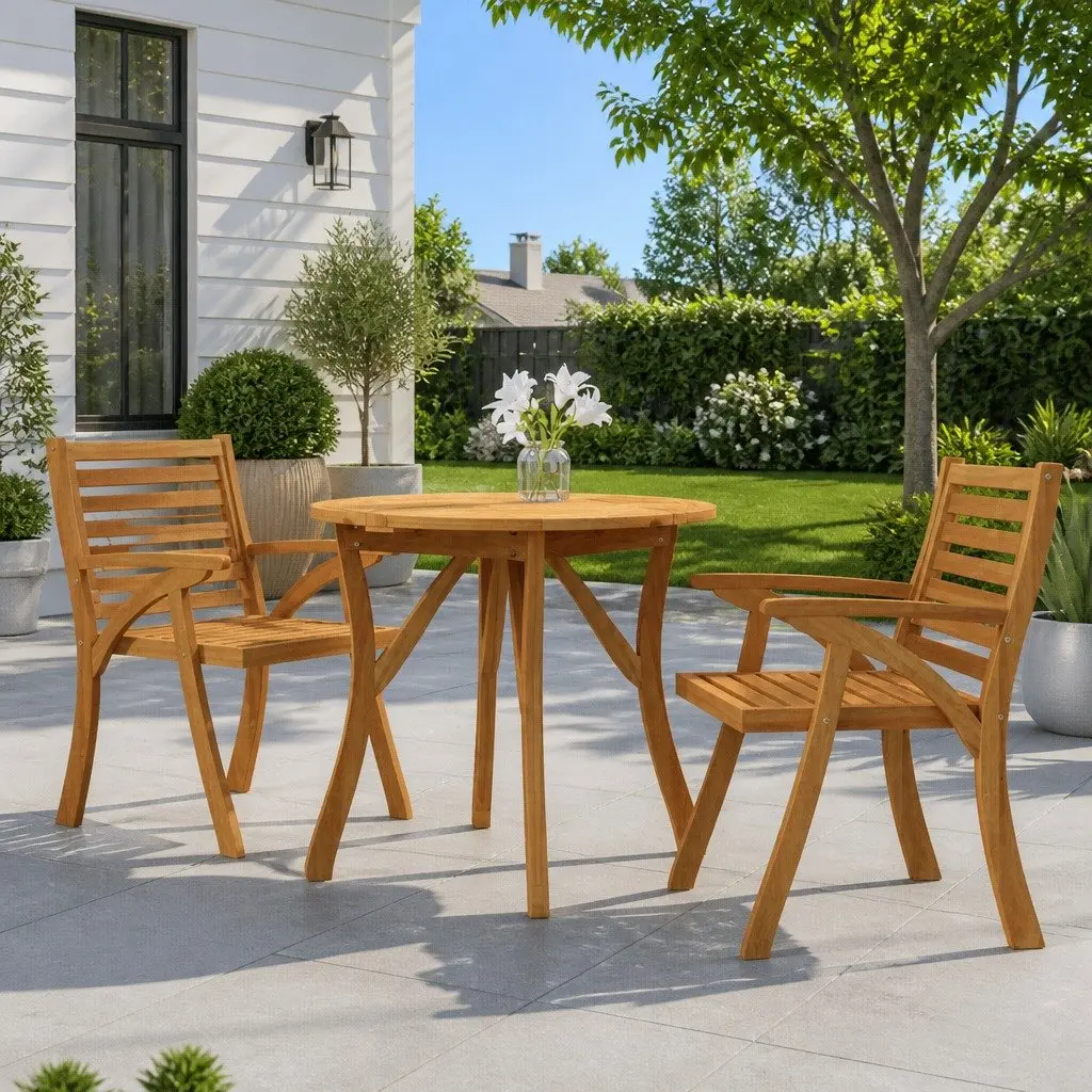 Round 85 cm Garden Table Made of Solid Wood