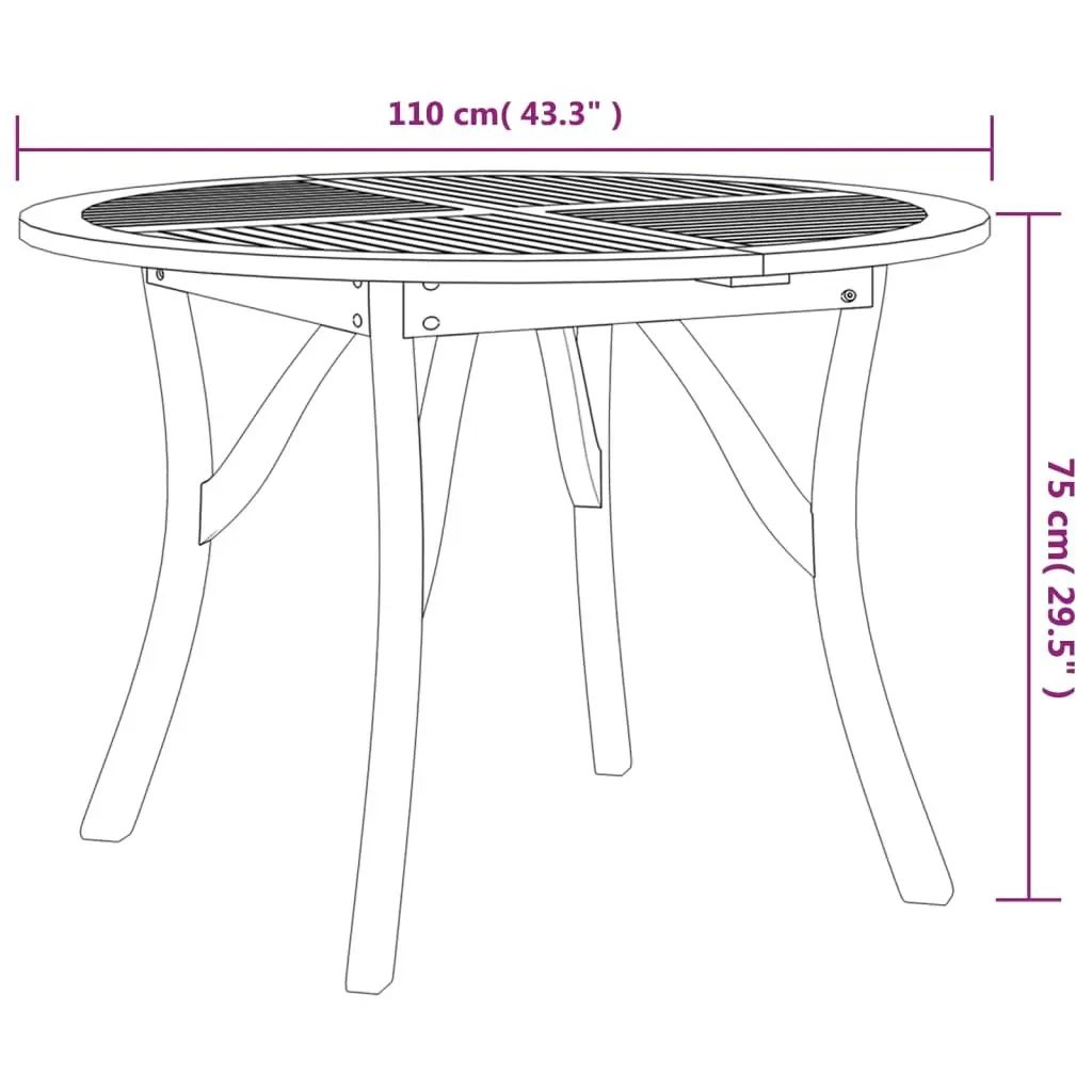 Solid Acacia Outdoor Dining Table Ø 110 cm