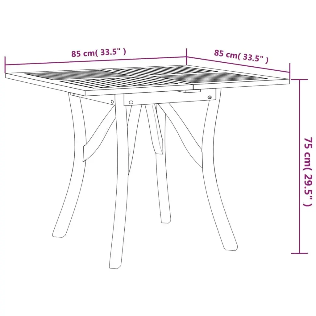Garden Table 85x85x75 cm Solid Acacia Wood Outdoor Patio Dining Brown Slatted
