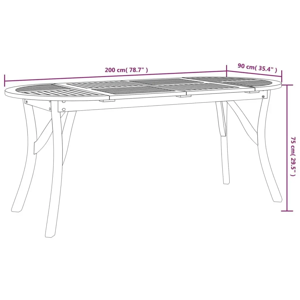 Garden Dining Table 200x90x75cm Solid Wood Outdoor Patio Furniture Brown