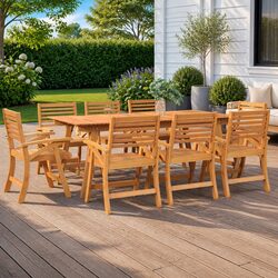 Functional Outdoor Dining Table 200x90x75cm Acacia Wood