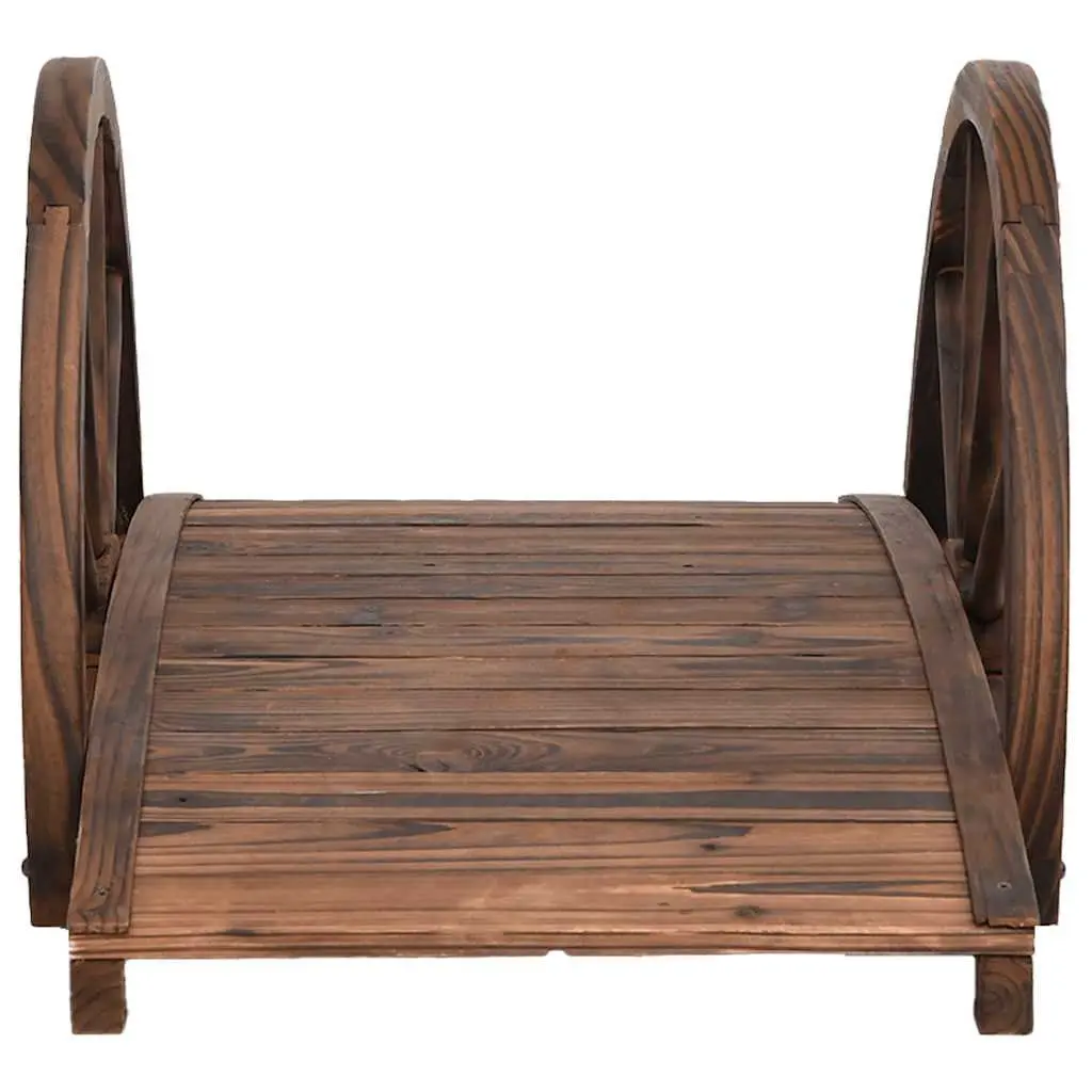 Garden Bridge Outdoor Half-wheel Design Brown Solid Wood Fir Backyard Footbridge
