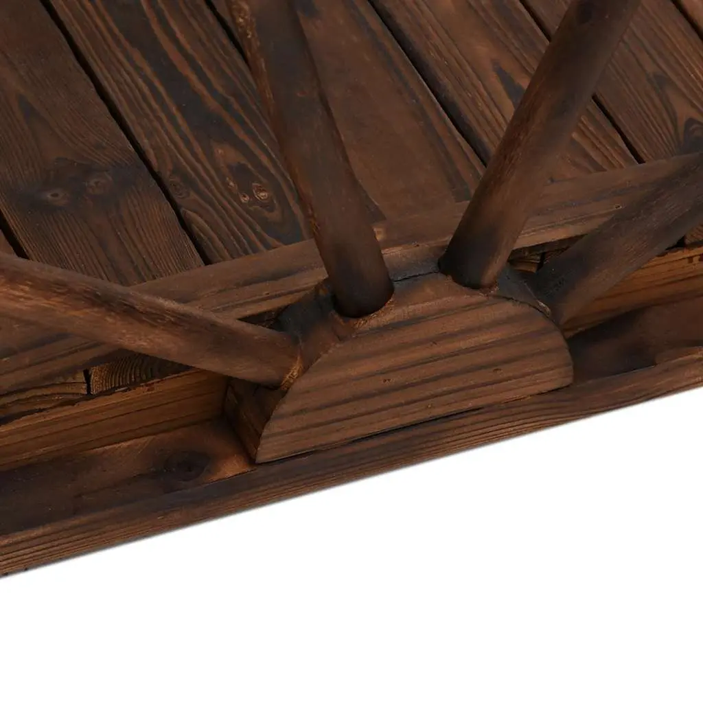 Garden Bridge Outdoor Half-wheel Design Brown Solid Wood Fir Backyard Footbridge
