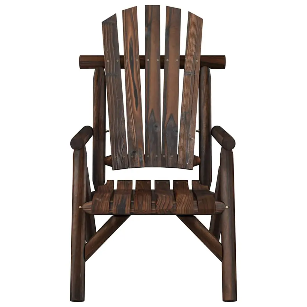 Outdoor Garden Chair Solid Wood Spruce Brown Adirondack Style Lounger Seating
