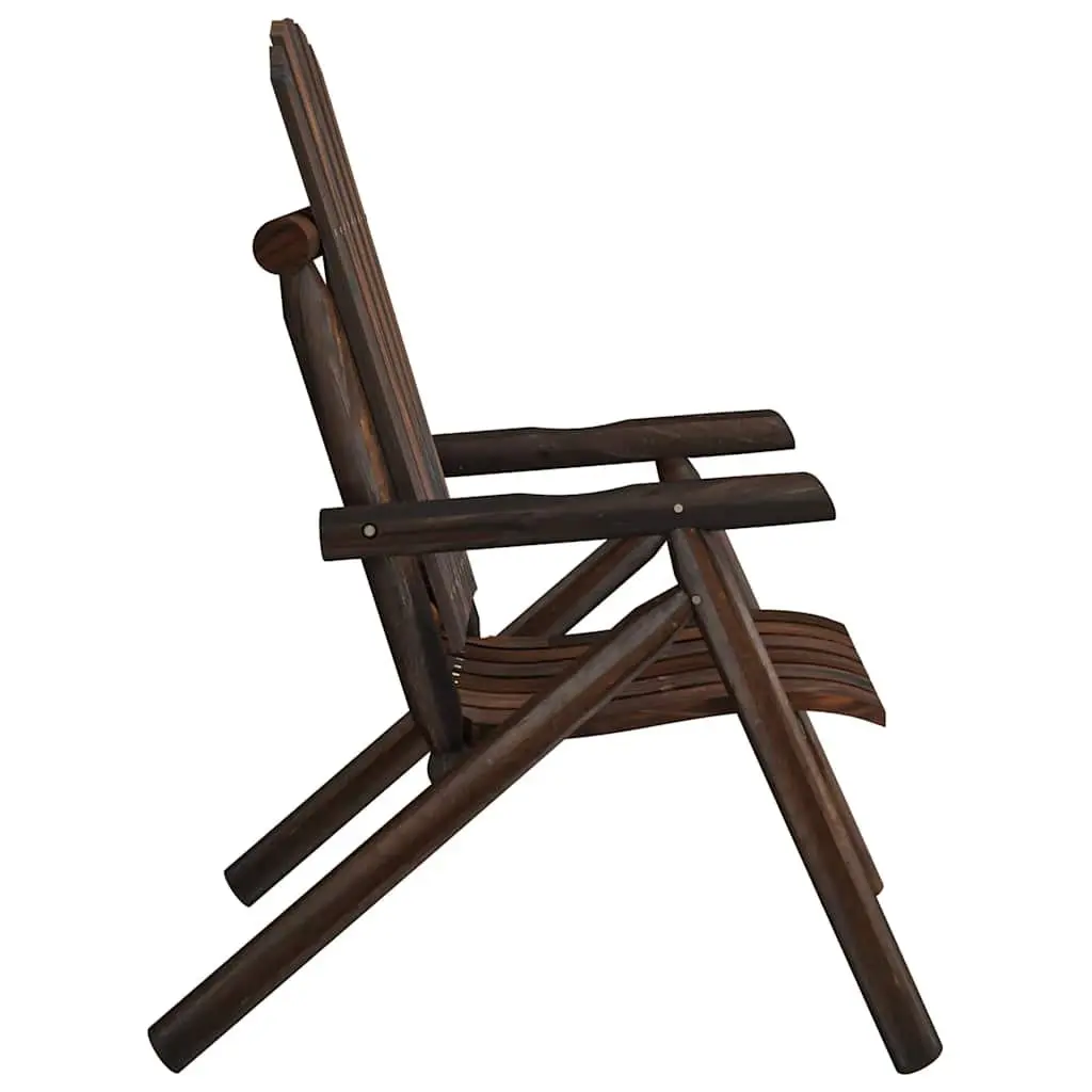 Outdoor Garden Chair Solid Wood Spruce Brown Adirondack Style Lounger Seating