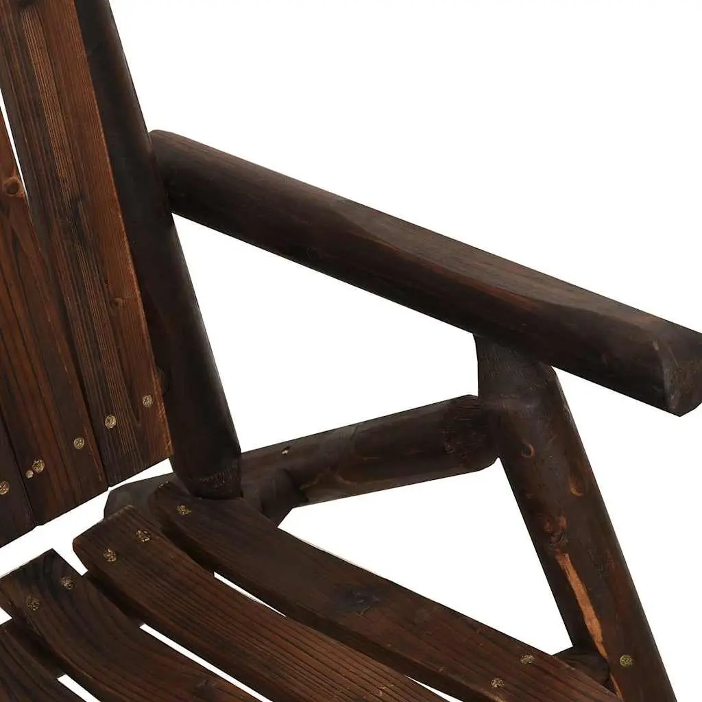 Outdoor Garden Chair Solid Wood Spruce Brown Adirondack Style Lounger Seating