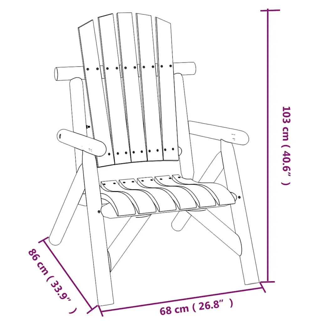 Outdoor Garden Chair Solid Wood Spruce Brown Adirondack Style Lounger Seating