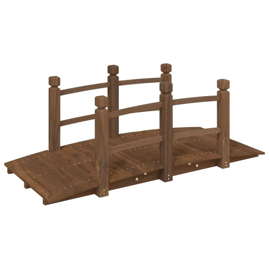 Wooden Garden Bridge Outdoor Structure with Railings Brown 150x67x56cm