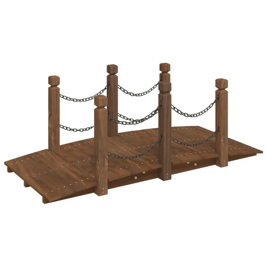 Garden Bridge Spruce Wood Outdoor Structure Brown with Chain Railings 150x67x56cm