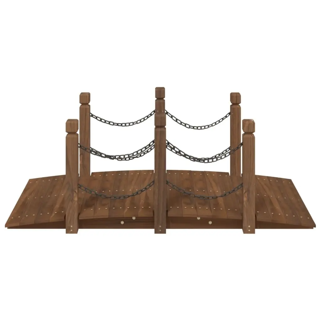 Garden Bridge Spruce Wood Outdoor Structure Brown with Chain Railings 150x67x56cm