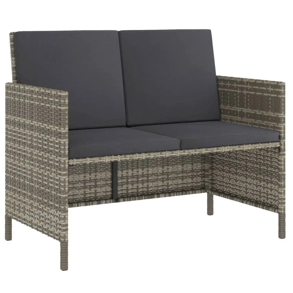 Garden Dining Set 6 Piece PE Rattan Outdoor Furniture Grey with Cushions