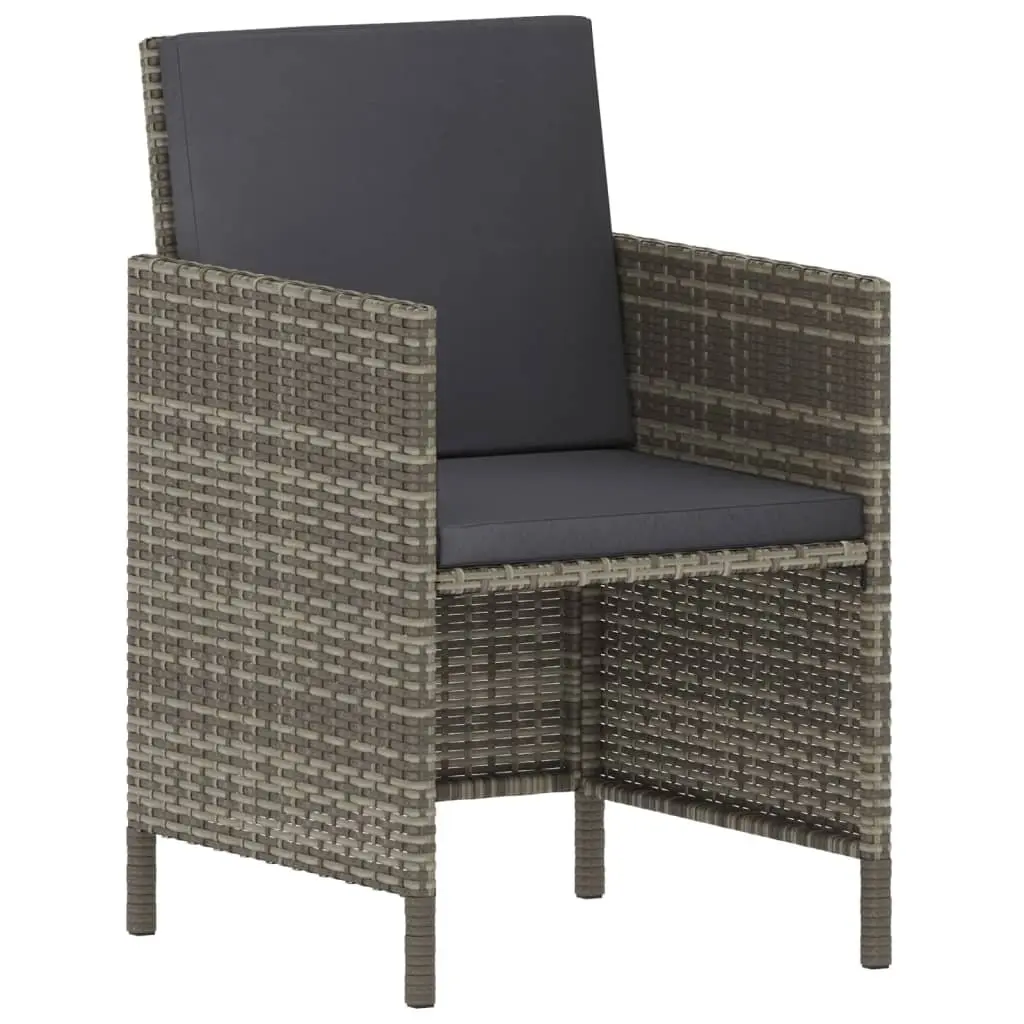 Garden Dining Set 6 Piece PE Rattan Outdoor Furniture Grey with Cushions