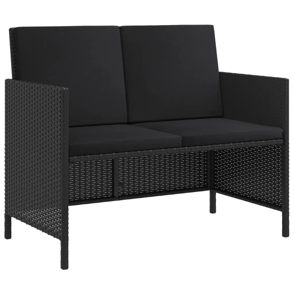 Garden Dining Set 6 Piece Modular Outdoor Furniture Black PE Poly Rattan with Cushions