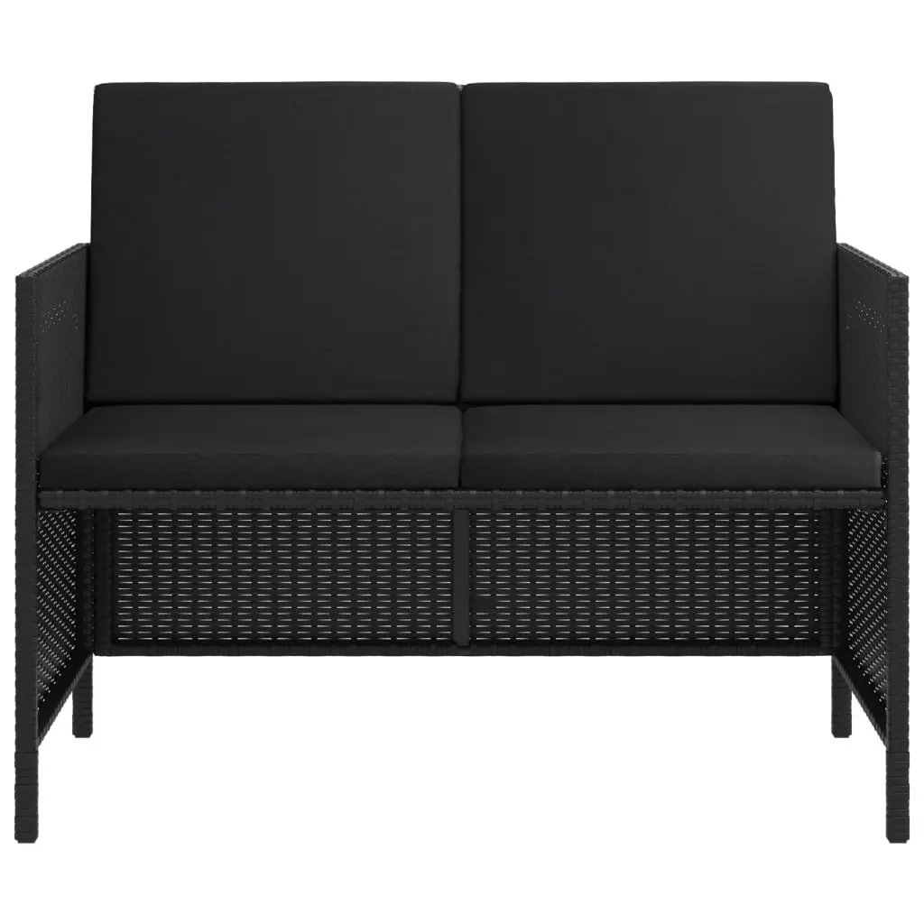 Garden Dining Set 6 Piece Modular Outdoor Furniture Black PE Poly Rattan with Cushions