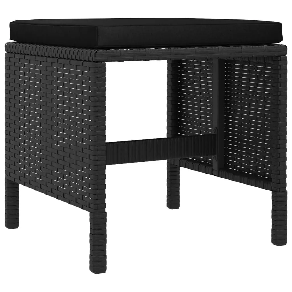 Garden Dining Set 6 Piece Modular Outdoor Furniture Black PE Poly Rattan with Cushions