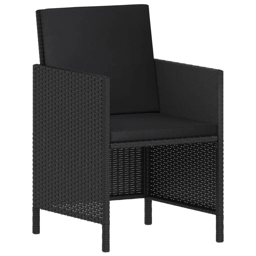 Garden Dining Set 6 Piece Modular Outdoor Furniture Black PE Poly Rattan with Cushions