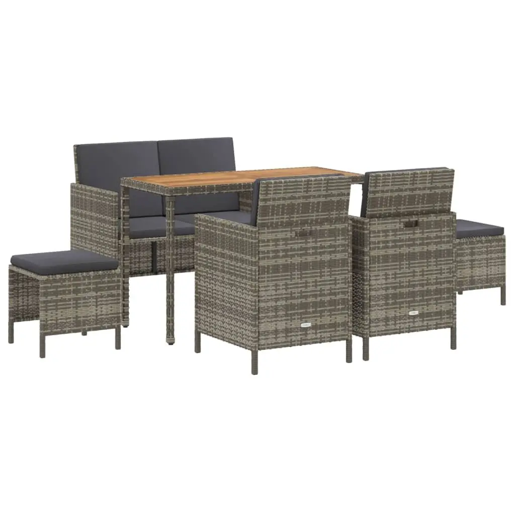 Garden Dining Set Outdoor Furniture 6 Piece Grey Rattan Modular Chairs Table with Cushions