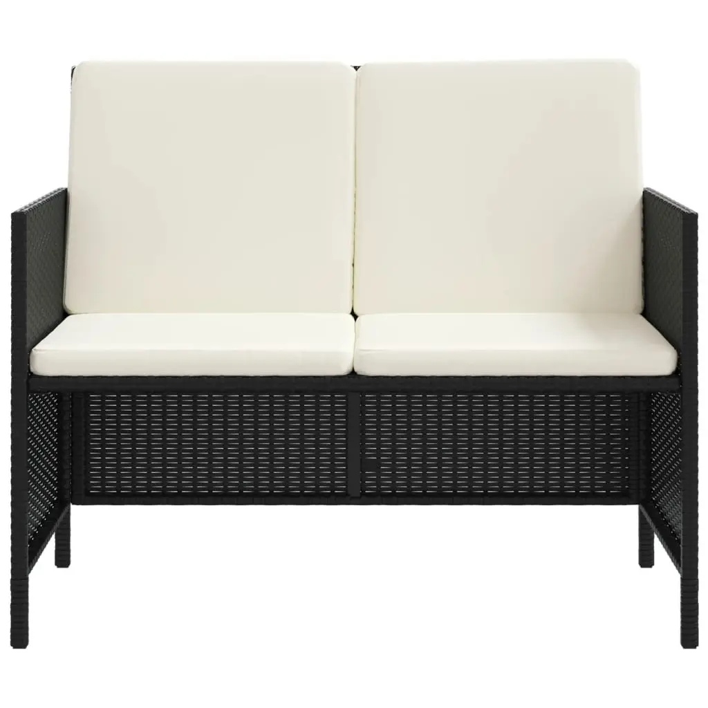 Garden Dining Set 6 Piece Outdoor Furniture with Cushions Black Rattan