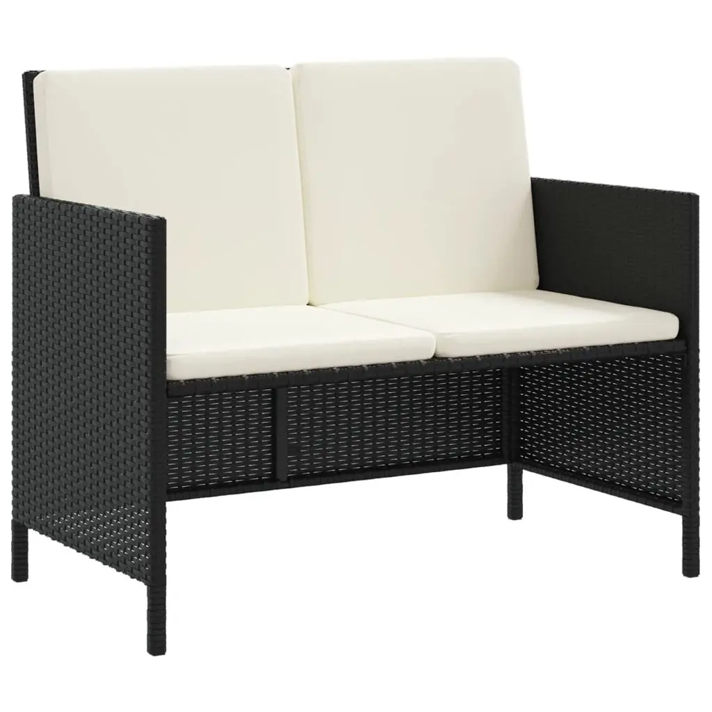 Garden Dining Set 6 Piece Outdoor Furniture with Cushions Black Rattan