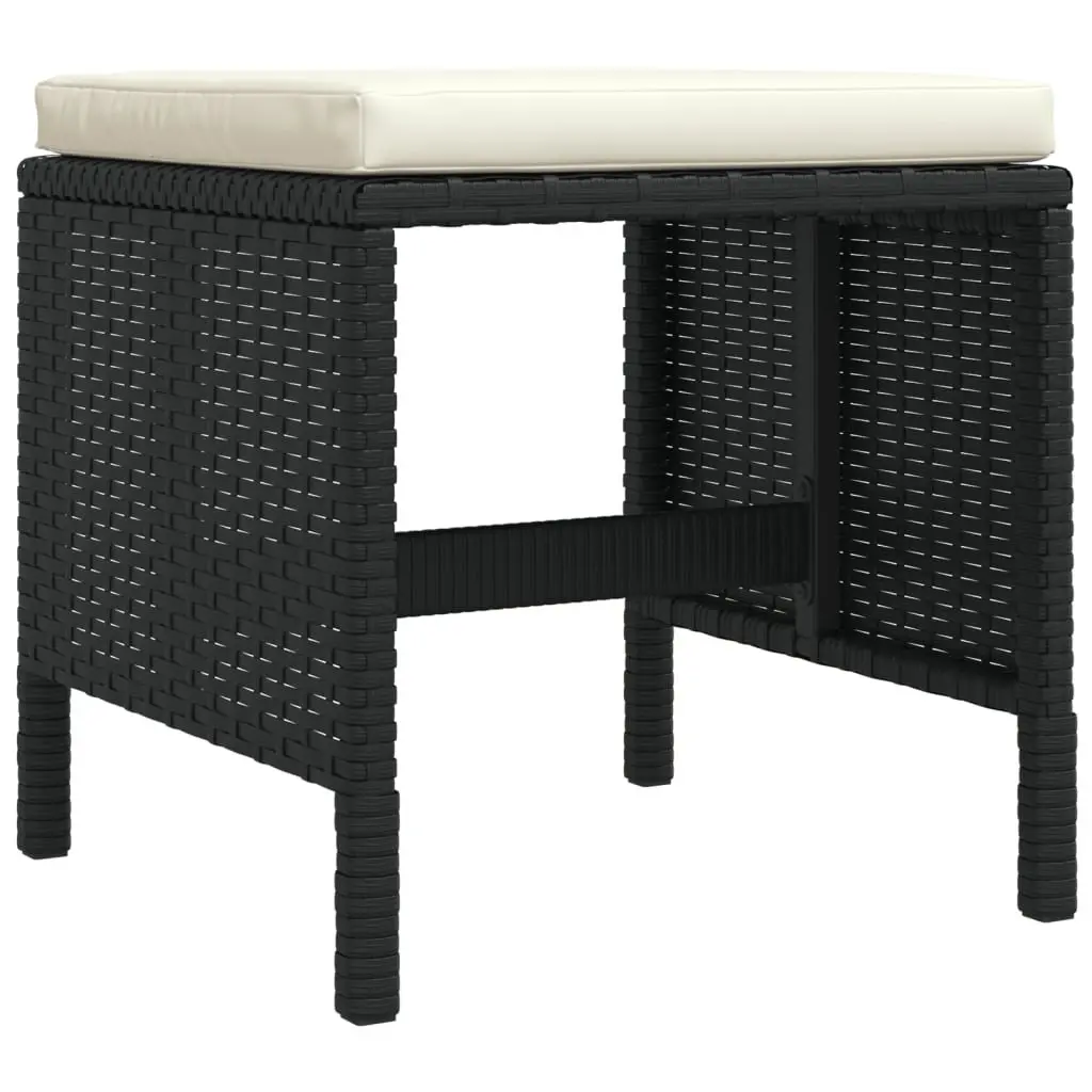 Garden Dining Set 6 Piece Outdoor Furniture with Cushions Black Rattan