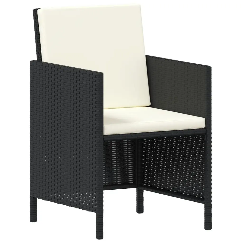 Garden Dining Set 6 Piece Outdoor Furniture with Cushions Black Rattan